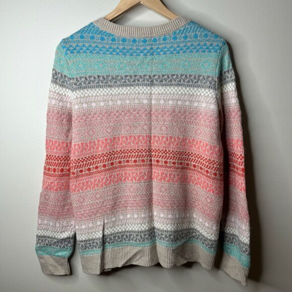 Talbots Cardigan Womens Sz X Rainbow Fair Isle Lambs Wool Mohair Blend Nordic - Picture 8 of 10